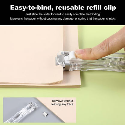 ✨Portable Binder Clip Stapler - Includes 50 reusable clips