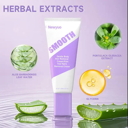 Newyuo-Free Hair Removal Cream for Sensitive Skin, Hypoallergenic Formula — Gentle & Fast-Acting Depilatory, Suitable for Men & Women