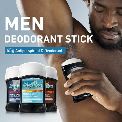 Nofexa Men Deodorant Stick - Lifestyle shot of man applying underarm 72H protection