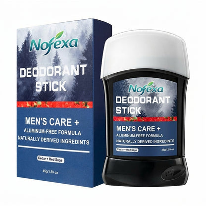 Nofexa Deodorant Stick - Cedar and Red Sage variant with blue mountain packaging