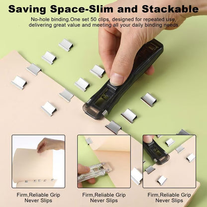 ✨Portable Binder Clip Stapler - Includes 50 reusable clips